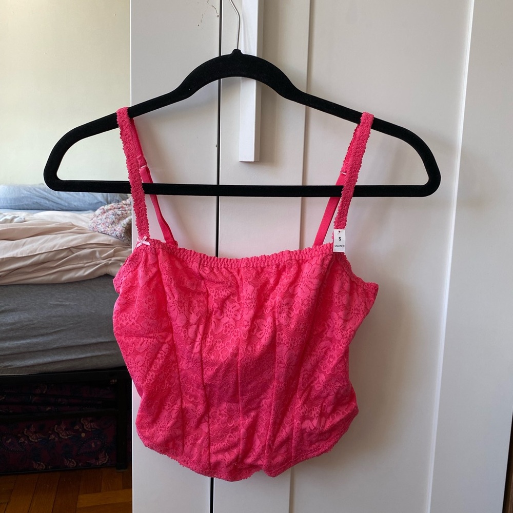 NEW Victoria’s Secret Pink Lace Corset Top Small Bustier Hot Pink